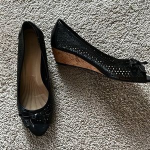 Easy spirit wedge, black leather shoes.